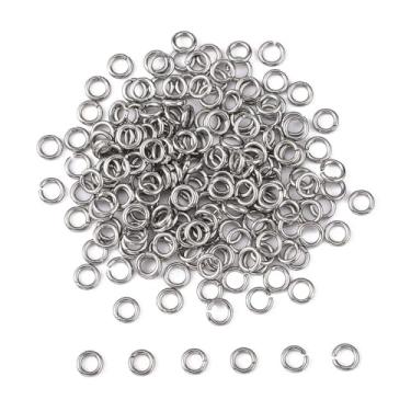 Imagem de 200 peças de anéis abertos de aço inoxidável 4 x 0,8 mm argola dividida anel círculo conector calibre 20 para fazer joias, colares, pulseiras, brincos, chaveiro, artesanato DIY