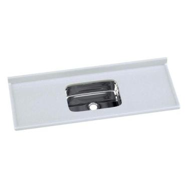 Imagem de Pia De Cozinha Mármore Sintético 140x55cm Com Cuba Aço Inox Multimóvei