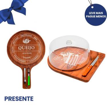 Imagem de KIT 2pçs Tabua Premium de Madeira Frios e Boleira Rústicos e Faquinha,