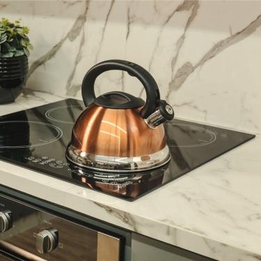 Imagem de Chaleira Em Inox Com Apito E Fundo Duplo à Indução Dourada