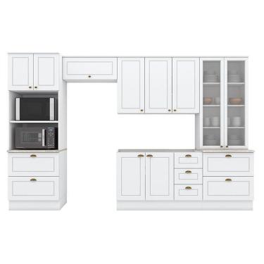 Imagem de Cozinha Modulada Nova York 5 Peças Com Cristaleira Branco Hp – Henn