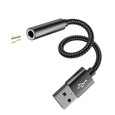 Imagem de Adaptador de áudio USB para 3,5 mm para conector de fone de ouvido, cabo DAC, interface de placa de som, microfone de carro, conversor de fone de ouvido externo, porta auxiliar para PS4, PS5