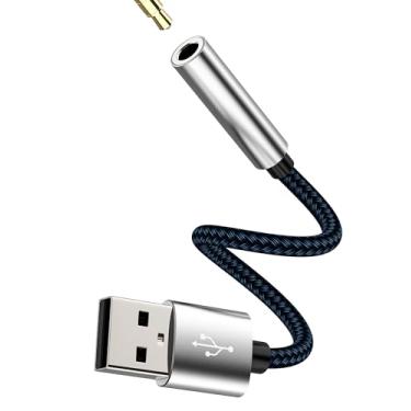 Imagem de Adaptador USB para conector de fone de ouvido de 3,5 mm para cabo de áudio DAC, interface de placa de som, microfone de carro, conversor de fone de ouvido externo para PS4 PS5, porta auxiliar