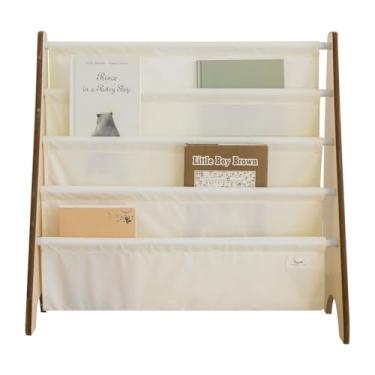 Imagem de 3 Sprouts Recycled Fabric Kids Bookshelf - Kids & Toddler Book Rack for Book Storage - Children's Bookcase Display for Nursery, Playroom or Kids Room in Solid Cream Ages 3+