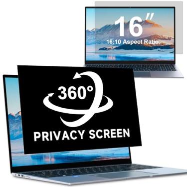 Imagem de ZOEGAA Tela de privacidade de laptop de 4 vias 360° para computador de 16 polegadas 16:10, tela de privacidade removível para monitor de computador, antirreflexo e luz azul, compatível com HP Dell