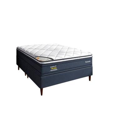 Imagem de Conjunto Colchão Toronto Pkt 10 Eps Flex com Box Invertido 158x70cm Luxo Cinza/Branco