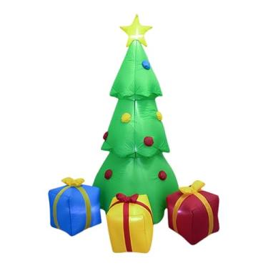 Imagem de KiBcsLic Árvore de Natal inflável de 2,13 m com luzes LED embutidas, leve e com 3 caixas de presente para festas ao ar livre, no pátio ou em casa.