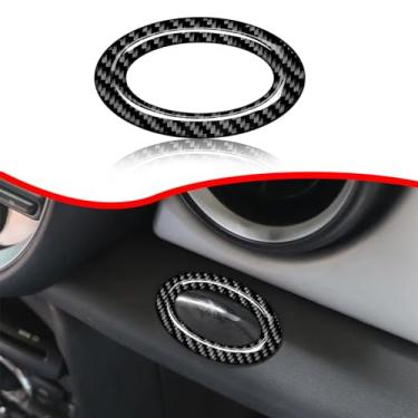 Imagem de FINMOKAL Caixa de armazenamento de luva de carro co-piloto de fibra de carbono com acabamento de anel de interruptor compatível com BMW Mini R56 R57 R58 R59 2007-2015