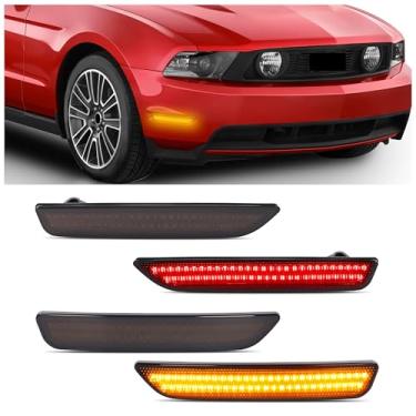 Imagem de HECASA Luz de LED para marcador lateral compatível com Ford Mustang Base GT Shelby GT500 Boss 302 2010-2014 Substituição para FO2551144 FO2550144 AR3Z15A201C AR3Z15A201D Lente fumê frontal âmbar