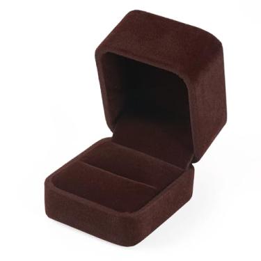 Imagem de Caixa de armazenamento de anel, caixa de anel de veludo, brinco, expositor de joias, caixa organizadora para mulheres, noivado, presentes de casamento, joias, marrom coco