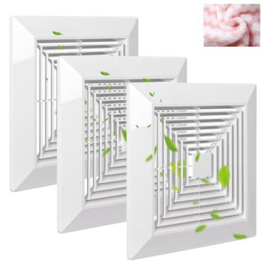 Imagem de Capa de ventilação (3 peças 23 x 23 cm) Capa de exaustor de banheiro com mola, exaustor quadrado de teto ou parede, ventilador de teto, grade, difusor de ar, exaustor de desviador, acessórios de