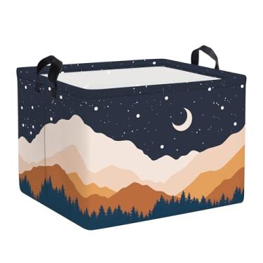 Imagem de Clastyle Bohemia Cesto de roupa suja de bebê estrela cesta de armazenamento infantil feminina menina caixa de brinquedo dobrável organizador de roupas berçário para quarto, lua, 40 x 30 x 30 cm