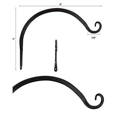 Imagem de GLOGLOW Suporte de Planta Suspenso de 8 Polegadas, Gancho de Ferro Resistente para Alimentadores de Pássaros, Cestas de Flores, Cabide de Parede Externo (Preto)