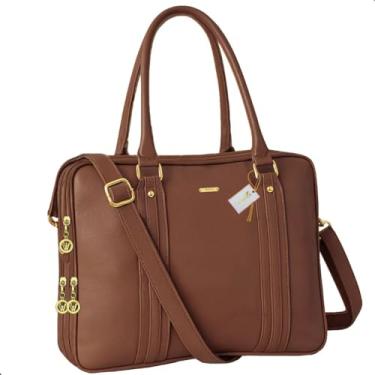 Imagem de Bolsa Pasta Maleta Notebook Laptop Executiva Feminina Masculina Com Alça Transversal Alto Padrão Ideal Para O dia a Dia Faculdade Trabalho (Marrom Escuro)