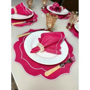 Imagem de Conjunto de 12 jogos americanos estilo americano Jogos americanos para uma mesa de jantar para 6 pessoas Arranjo de mesa Guardanapos redondos Mesa de jantar(Modelo Roma)