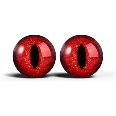 Imagem de Olhos realistas de artesanato de vidro de 2,5 cm, design de íris vertical de gato animal, conjunto de 2 peças, globos oculares de cabochão abobadados, arte, taxidermia e suprimentos para fabricação de
