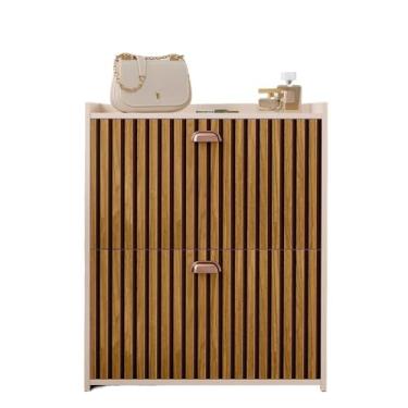 Imagem de Sapateira 2 Andares Mell New Organizadora com Banco 2 Portas Basculantes Hall de Entrada(CLOSET OFF WHITE/RIPADO)