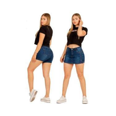 Imagem de Saia jeans curta de qualidade premium, ajuste de cintura alta - Lightb