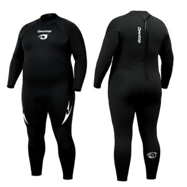 Imagem de Owntop Roupa de mergulho plus size masculina e feminina, neoprene de 3/2 mm, com zíper nas costas, roupa de mergulho térmica de corpo inteiro para mergulho em água fria, surfe, masculina, preta, 5GG