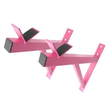 Imagem de Suporte de Parede para Barra de Musculação em Aço, Rosa, 30x30x3 cm, Capacidade 70kg, Kit com 2 Suportes e Fixação