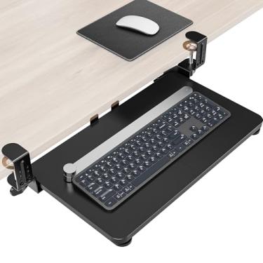 Imagem de Zontera Bandeja ergonômica para mouse e teclado embaixo da mesa, puxar para fora com grampo C ajustável, bandeja deslizante de 50 x 39 cm para digitação, preta