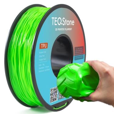 Imagem de TEQStone Filamento TPU 1,75 mm novo carretel verde 1 kg 95A filamento flexível macio para impressora 3D diâmetro consistente +/-0,03 mm no pacote a vácuo