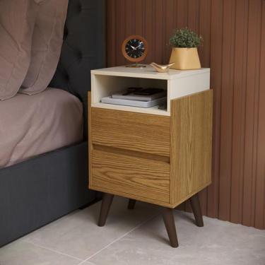 Imagem de Mesa de Cabeceira 2 Gavetas Moderna Minimalista Verona Com Nicho - MOV