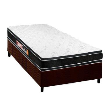 Imagem de Cama Box Solteiro: Colchão Espuma D33 Castor Black e White + Base CRC Suede Brown(88x188)