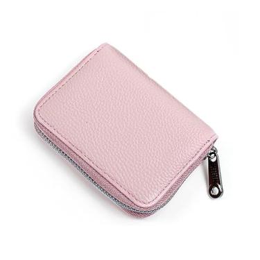 Imagem de Porta-cartões sanfonados antifurto para homens e mulheres, carteira de cartão de crédito de grande capacidade com proteção RFID, rosa, Porta-cartão RFID elegante com design sanfonado