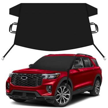 Imagem de EcoNour Capa de neve para carro compatível com Ford Explorer | Capa de para-brisa para gelo e neve com tiras de gancho em S | Capa para carro de inverno Oxford 600D resistente, impermeável e