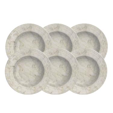 Imagem de Kit Prato Fundo Tramontina Travertino Em Porcelana Decorada 23 Cm 06 Peças Tramontina
