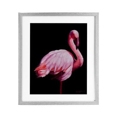 Imagem de Stupell Industries Impressão emoldurada cinza flamingo elegante e exótica sob vidro, design de James Corwin, 40 x 33