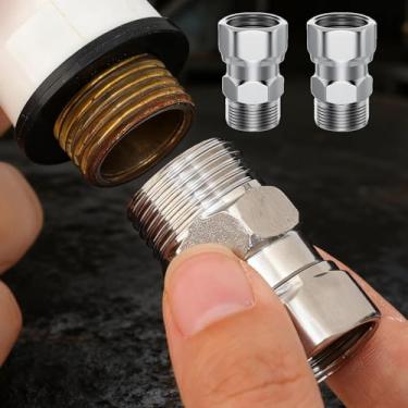 Imagem de 1 conector móvel flexível de aço inoxidável para válvula angular, bidê, pulverizador, braço de chuveiro (rosca interna 20 mm, rosca externa 20 mm, 3,7 cm)