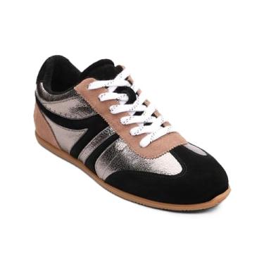 Imagem de Sanctuary Tênis feminino Lola, sola de borracha reciclada moderna, tecido de algodão, calçados sustentáveis, F estanho/preto/M, 37