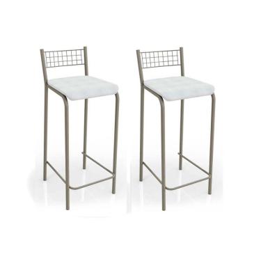 Imagem de Banqueta Sala de Jantar Gênova 2B705NK Kit 2 Un Niquel/Branco 106 - Kappesberg