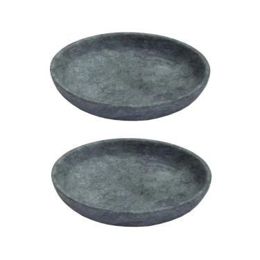 Imagem de Kit 2 Pratos Fundo Para Massa Em Pedra Sabão Borda Alta 28Cm