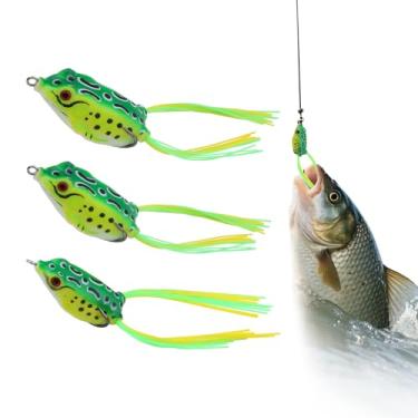 Imagem de SNOMEL 9 peças de isca de sapo de corpo oco de silicone com gancho duplo, iscas de pesca de sapo aquático de topo macio artificial, isca de pesca macia para robalo, cabeça de cobra, truta lúcio, água