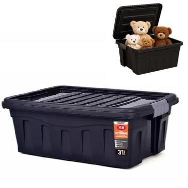 Imagem de Caixa Organizadora Mudanca Rodinhas 31 Litros Maleta Grande Carrinho Container Empilhavel Multiuso Porta Alimentos Brinq