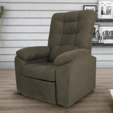 Imagem de Poltrona Reclinável Almofadada Luka Veludo Light Cappuccino