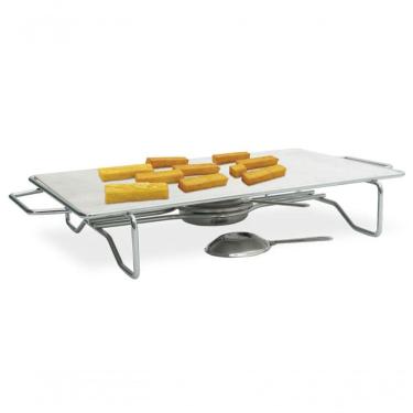 Imagem de Rechaud Retangular Grande Cromada Chapa Alumínio 380X240mm