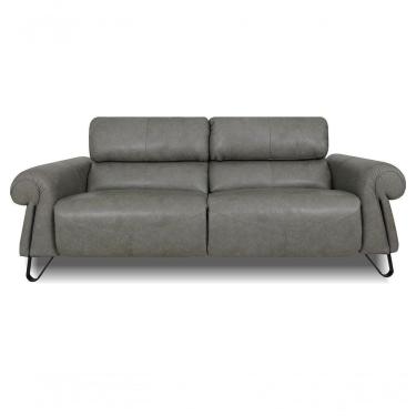 Imagem de Sofá Reclinável Elétrico De Couro Belarus Cement Grey - Mempra