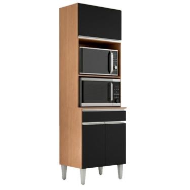 Imagem de Torre Quente Para Forno E Microondas 202x61cm Andreia Amendoa Preto Reajl Moveis Amendoa Preto