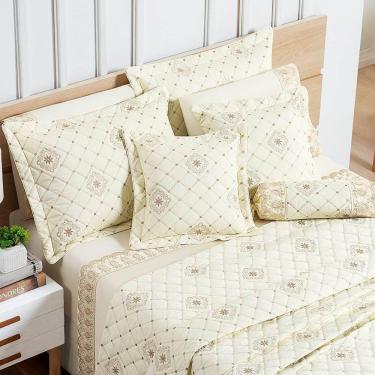 Imagem de Cobre Leito Casal Padrão Royale Percal 200 Fios Algodão 6 Peças - Vanilla