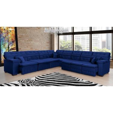 Imagem de Sofá Magno 3.77x4.57m De Canto, Retrátil E Reclinável - Azul