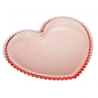 Imagem de Prato Sousplat Cristal Coração Pearl 30 Cm Rosa - Wolff