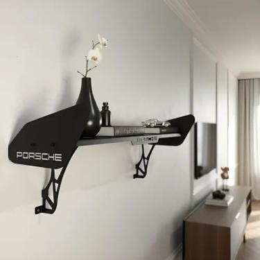 Imagem de Prateleira Suporte Organizador Estante Rack De Parede Suspenso Aerofolio Porsche GT3 Industrial Feito Em Aço Robusto E MDF Design Leve - Suporta de 25kg a 30kg - 120cm x 20cm x 1,8cm Organizador