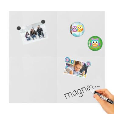 Imagem de Quadro branco para parede, chapa magnética receptiva com suporte adesivo, quadro branco sólido quadrado de 20,32 cm