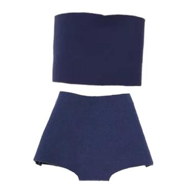 Imagem de simhoa Roupas femininas em escala 1/6, fantasias estilosas, acessórios para vestir, presente ideal, coleção de roupas, bonecos de ação, roupas de boneca, Azul Escuro