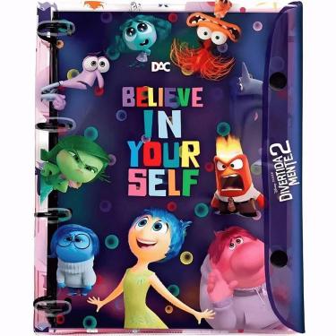 Imagem de Fichário Universitário Pvc Argolado Divertida Mente - 192 Folhas - Dac