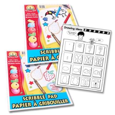 Imagem de Pacote com 2 - Bloco de rabisco infantil com ideias de desenho – 30 x 23 cm, 50 páginas – Caderno de arte divertido para desenho criativo, colorir e rabiscar